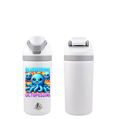 Italian Brain Rot “Blueberrinni Octopussini” 16 oz 2-Way Sip Bottle – 3D UVDTF Permasticker Black, White or Blue