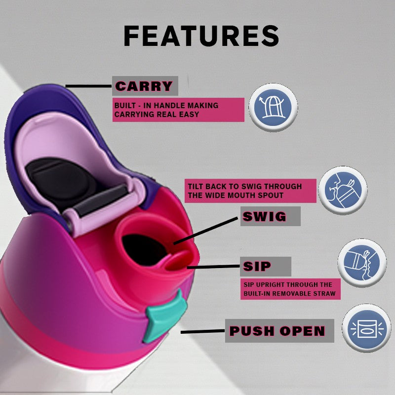 16 oz K-Pop Kids Fruit Bottle – Double-Sided UVDTF 3D Permasticker Design | Huntrix Character Edition | Leak-Proof & Kid-Friendly