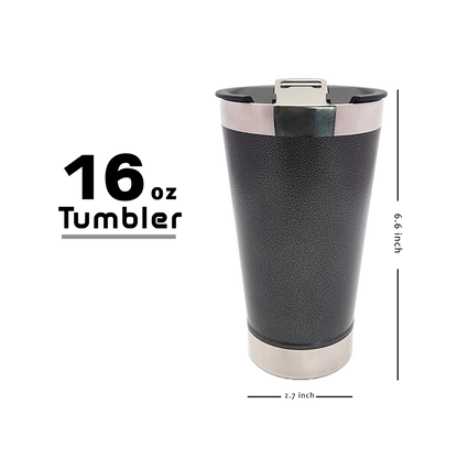Color Splash Cats 16 oz Double Walled Stainless Steel Beer Pint with Bottle Opener Built in Black