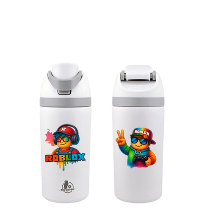 Roblox 16 oz Fruit Bottle – Black | Dual-Sip Straw & Gulp Lid | Double-Sided 3D UVDTF Permastickers