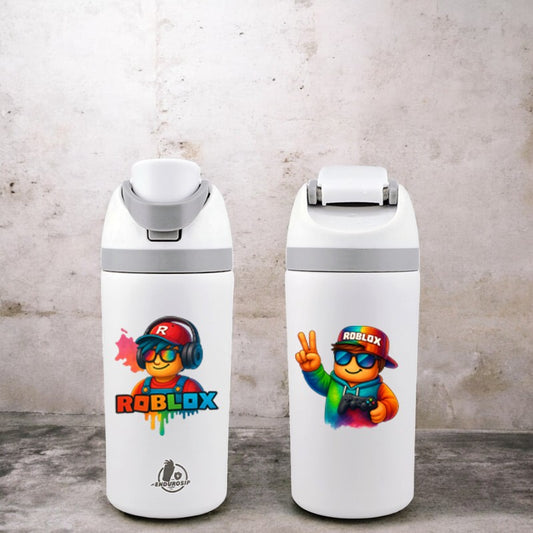 Roblox 16 oz Fruit Bottle – Black | Dual-Sip Straw & Gulp Lid | Double-Sided 3D UVDTF Permastickers