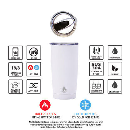 EnduroSip™ 20 oz Stainless Steel Tumbler | Double-Wall Vacuum Insulated | Black or White | MOQ 1