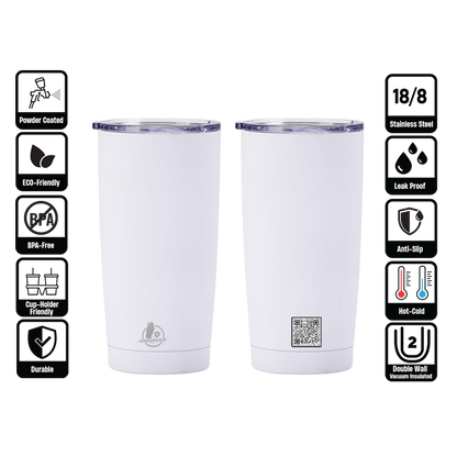 EnduroSip™ 20 oz Stainless Steel Tumbler | Double-Wall Vacuum Insulated | Black or White | MOQ 1