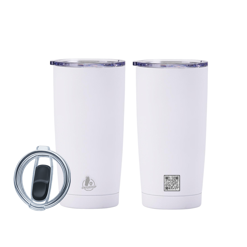 EnduroSip™ 20 oz Stainless Steel Tumbler | Double-Wall Vacuum Insulated | Black or White | MOQ 1