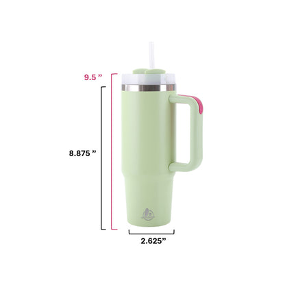 30oz Stainless Steel Tumbler with Handle & Straw – Double Wall, Car Cup Holder Friendly