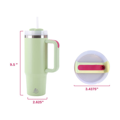 30oz Stainless Steel Tumbler with Handle & Straw – Double Wall, Car Cup Holder Friendly