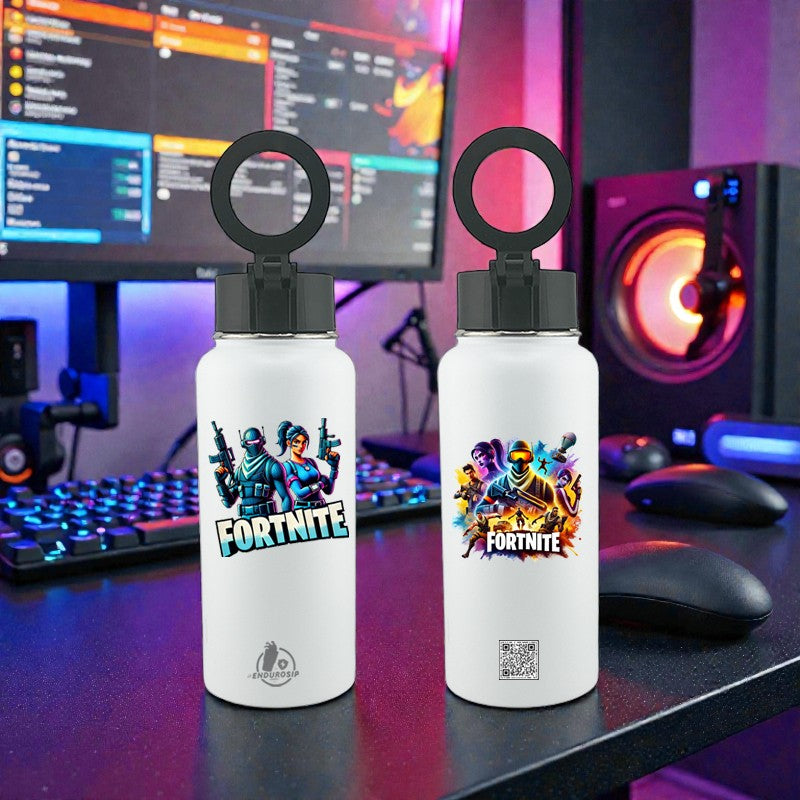 Fortnite 32oz Stainless Steel Magnetic Lid Bottle – Dual-Side 3D UVDTF Stickers | EnduroSip®
