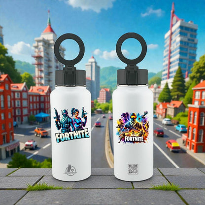 Fortnite 32oz Stainless Steel Magnetic Lid Bottle – Dual-Side 3D UVDTF Stickers | EnduroSip®