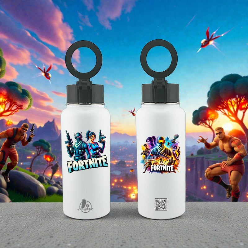 Fortnite 32oz Stainless Steel Magnetic Lid Bottle – Dual-Side 3D UVDTF Stickers | EnduroSip®