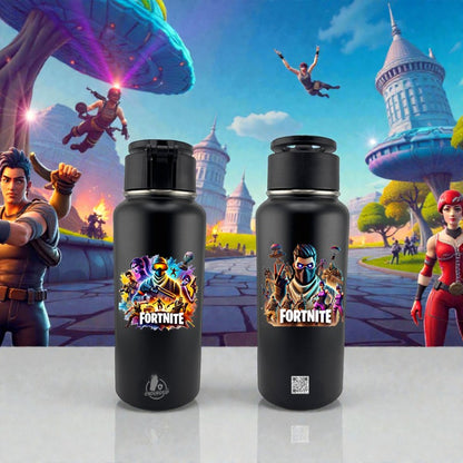 Black Fortnite 32oz Stainless Steel MagSafe Bottle – Dual 3D UVDTF Stickers | Magnetic Phone-Mount Lid | Hand Wash Only