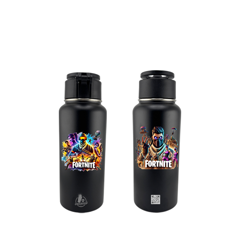 Black Fortnite 32oz Stainless Steel MagSafe Bottle – Dual 3D UVDTF Stickers | Magnetic Phone-Mount Lid | Hand Wash Only