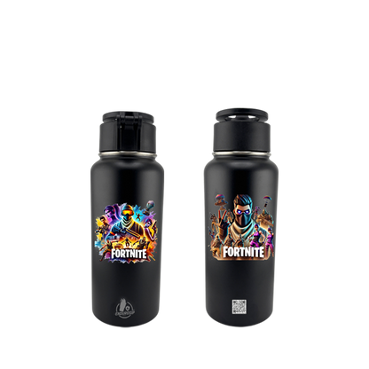 Black Fortnite 32oz Stainless Steel MagSafe Bottle – Dual 3D UVDTF Stickers | Magnetic Phone-Mount Lid | Hand Wash Only