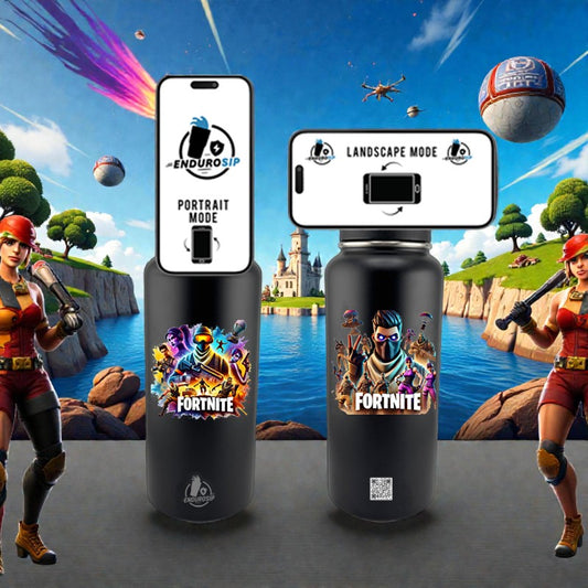 Black Fortnite 32oz Stainless Steel MagSafe Bottle – Dual 3D UVDTF Stickers | Magnetic Phone-Mount Lid | Hand Wash Only