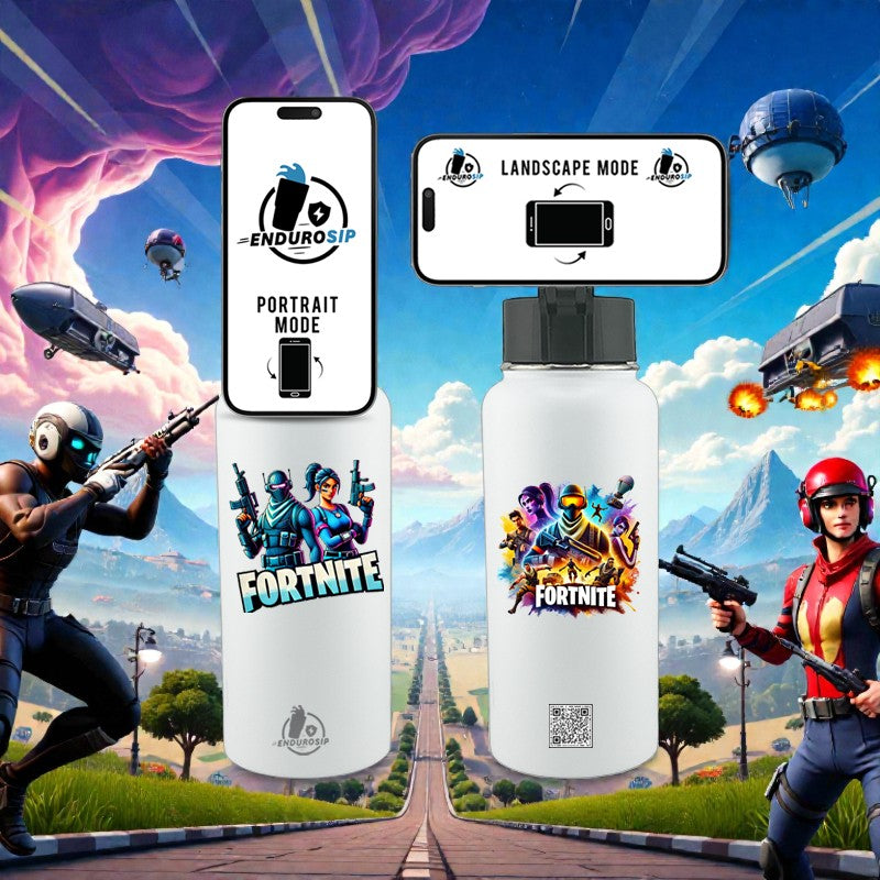 Fortnite 32oz Stainless Steel Magnetic Lid Bottle – Dual-Side 3D UVDTF Stickers | EnduroSip®