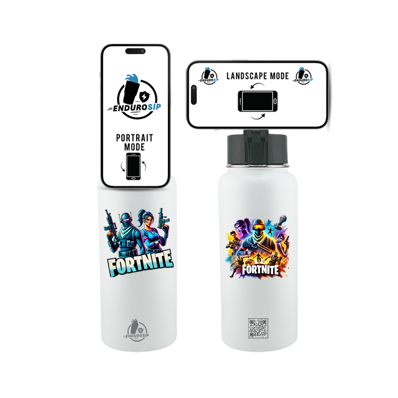 Fortnite 32oz Stainless Steel Magnetic Lid Bottle – Dual-Side 3D UVDTF Stickers | EnduroSip®