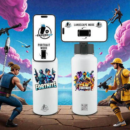 Fortnite 32oz Stainless Steel Magnetic Lid Bottle – Dual-Side 3D UVDTF Stickers | EnduroSip®