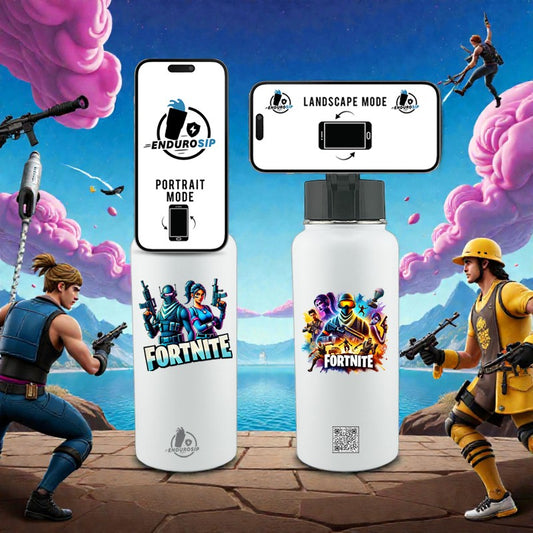 Fortnite 32oz Stainless Steel Magnetic Lid Bottle – Dual-Side 3D UVDTF Stickers | EnduroSip®