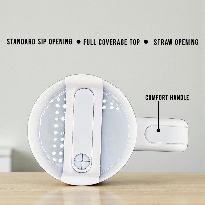 14 oz Stainless Steel Tumbler With Handle – Frozen-Inspired | Single-Sided Double UVDTF 3D Permastickers | Vacuum Insulated & BPA-Free