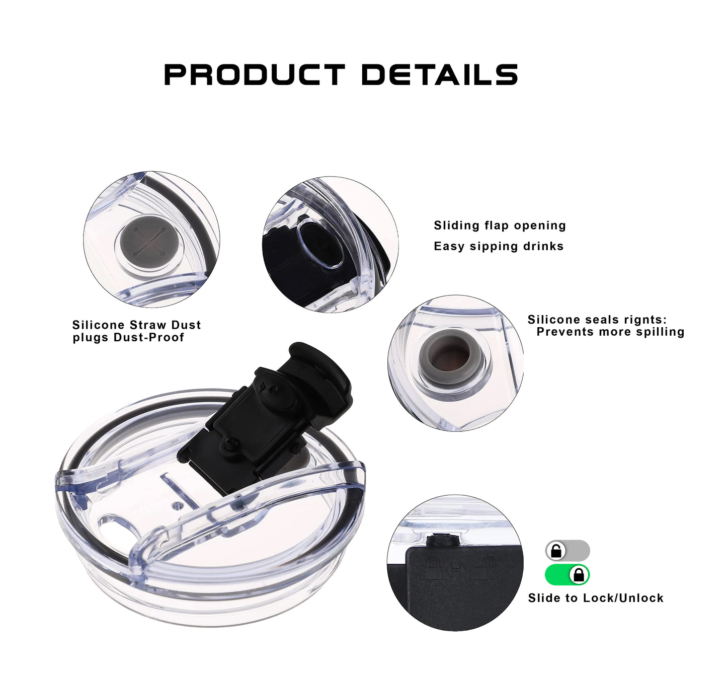 40 oz Tumbler Replacement Lids Clear Plastic Splash Resistant  compatible with Stanley Adventure Quencher Travel Tumbler