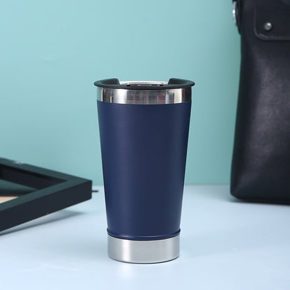 16 oz Double Walled Stainless Steel Beer Pint with Bottle Opener Built in