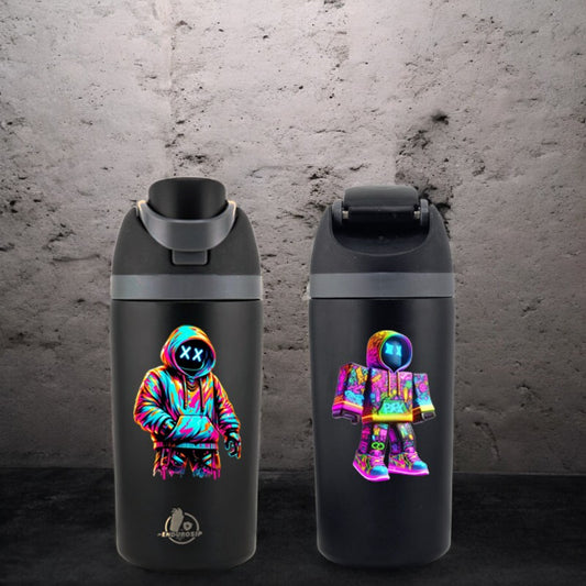 Roblox 16 oz Fruit Bottle – Black | Dual-Sip Straw & Gulp Lid | Double-Sided 3D UVDTF Permastickers