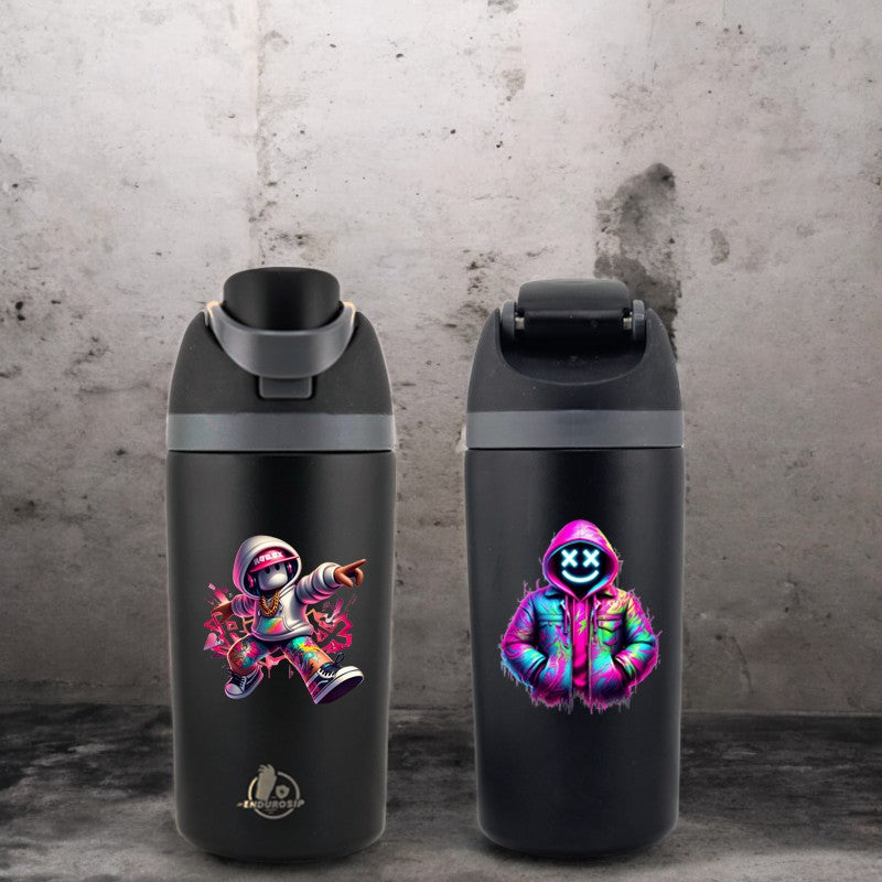 Roblox 16 oz Fruit Bottle – Black | Dual-Sip Straw & Gulp Lid | Double-Sided 3D UVDTF Permastickers