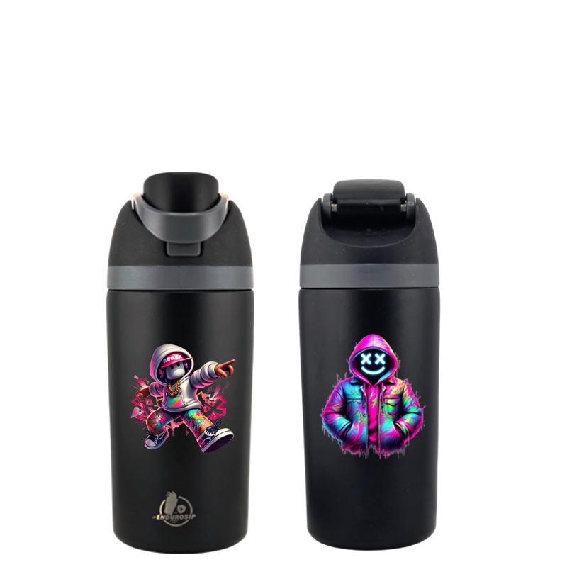 Roblox 16 oz Fruit Bottle – Black | Dual-Sip Straw & Gulp Lid | Double-Sided 3D UVDTF Permastickers