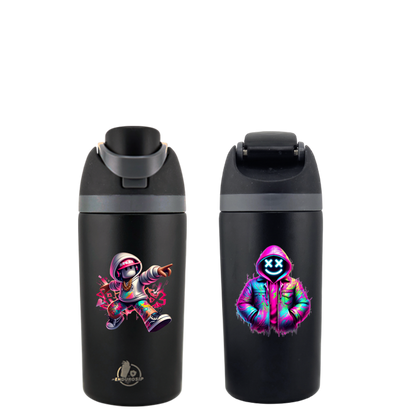 Roblox 16 oz Fruit Bottle – Black | Dual-Sip Straw & Gulp Lid | Double-Sided 3D UVDTF Permastickers