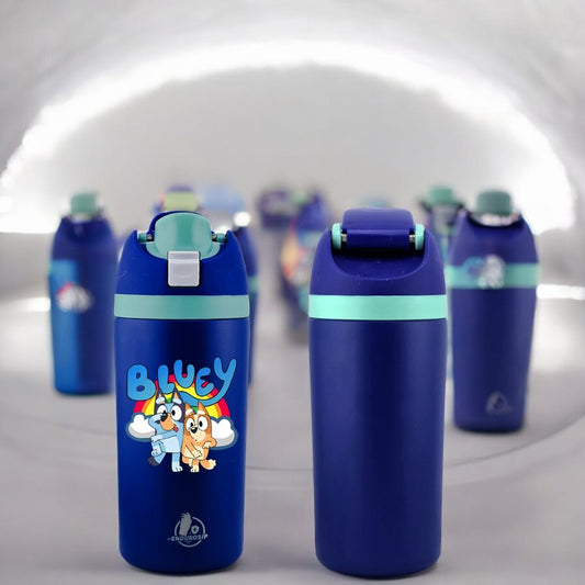 16 oz Bluey & Bandit Cartoon Kids Fruit Bottle – Single-Sided UVDTF 3D Permasticker | Leak-Proof, Durable & Kid-Friendly | EnduroSip