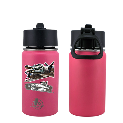 EnduroSip® 12 oz Water Bottle – Bombardiro Crocodilo Italian Brainrot | Black, Blue, Pink & White UVDTF 3D Permasticker