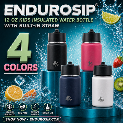 EnduroSip® 12 oz Kids Insulated Stainless Steel Water Bottle with Straw