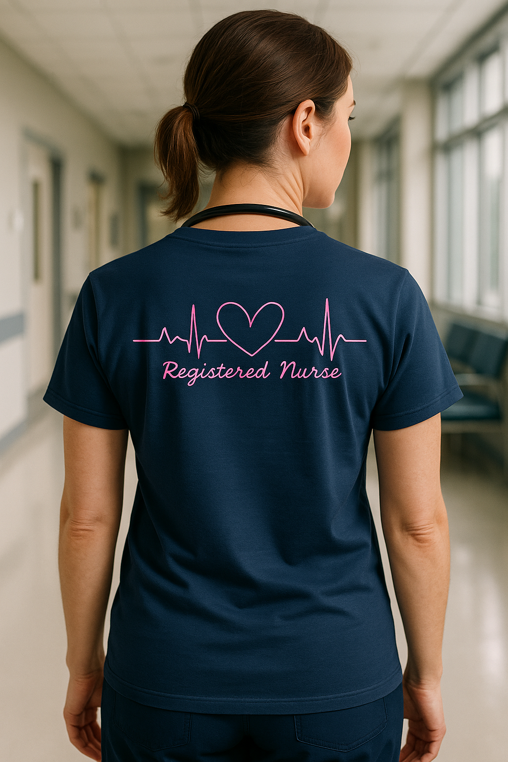 Registered Nurse Short Sleeve RN T-Shirt Navy Blue