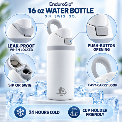 EnduroSip® 16 oz Kids Insulated Stainless Steel Water Bottle with Straw