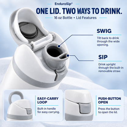 EnduroSip® 16 oz Kids Insulated Stainless Steel Water Bottle with Straw