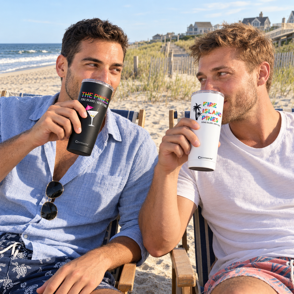 Fire Island Pines 20 oz Stainless Steel Double-Wall Vacuum-Insulated Tumbler | EnduroSip Fire Island Collection