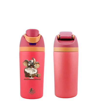 Italian Brainrot Cocofanto Elefanto 16 oz Fruit Water Bottle – 2-Way Drink Lid | Pink & White