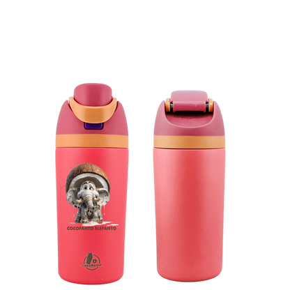 Italian Brainrot Cocofanto Elefanto 16 oz Fruit Water Bottle – 2-Way Drink Lid | Pink & White