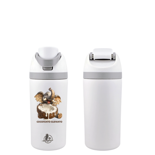 Italian Brainrot Cocofanto Elefanto 16 oz Fruit Water Bottle – 2-Way Drink Lid | Pink & White