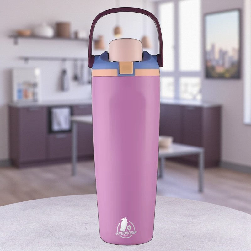 30 oz Lock Lid Handheld Stainless Steel Tumbler with Handle & Straw – EnduroSip