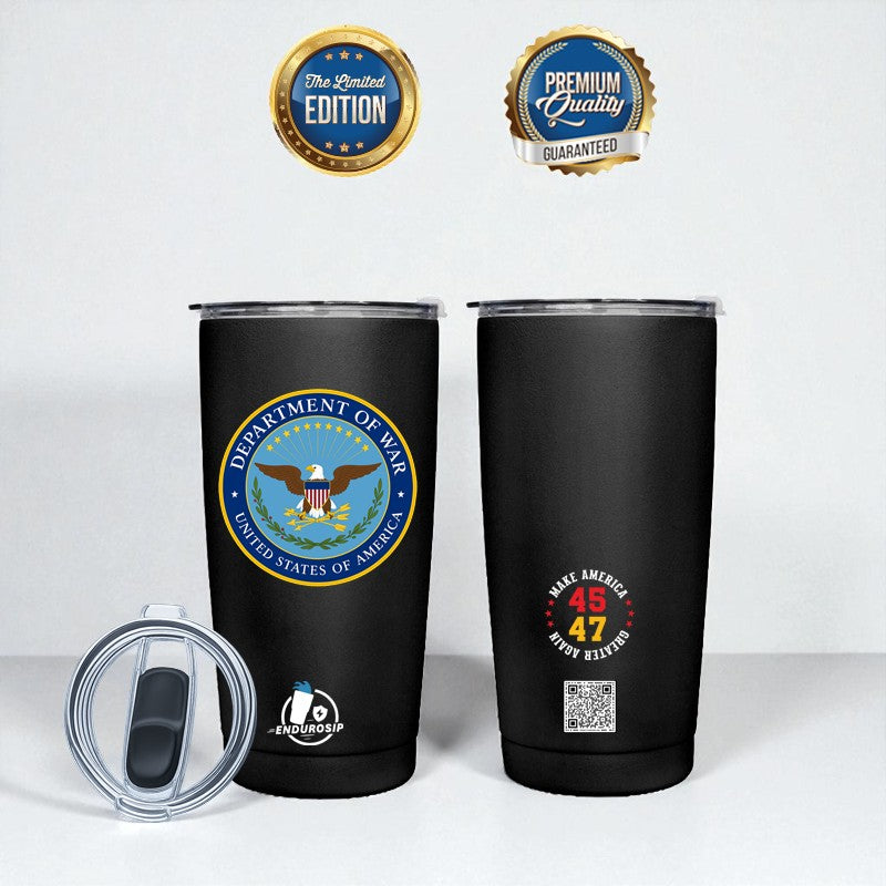 Department of War – Limited Edition 20oz Stainless Steel Tumbler | EnduroSip™ Insulated Cup Available in Blue Black White