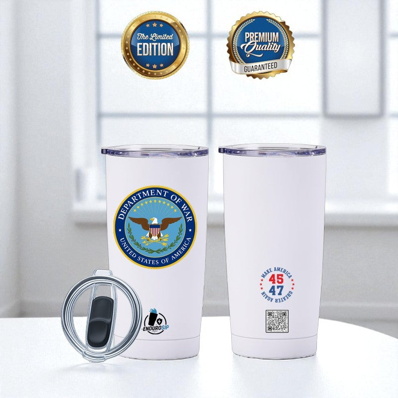 Department of War – Limited Edition 20oz Stainless Steel Tumbler | EnduroSip™ Insulated Cup Available in Blue Black White