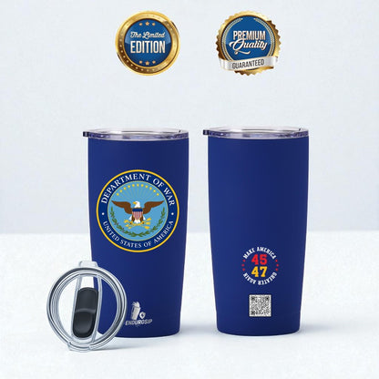 Department of War – Limited Edition 20oz Stainless Steel Tumbler | EnduroSip™ Insulated Cup Available in Blue Black White