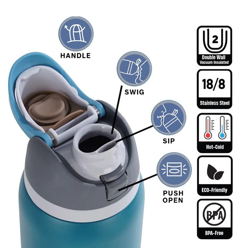 EnduroSip Kids Fruit Bottle Insulated Stainless Steel Water Bottle with Straw for Sports, Travel, and School, BPA-Free Sports Water Bottle, 16 oz