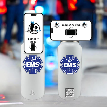 EMS & EMT 32 oz MagSafe Tumbler – White | Magnetic Phone Holder & Dual UVDTF 3D Permastickers by EnduroSip