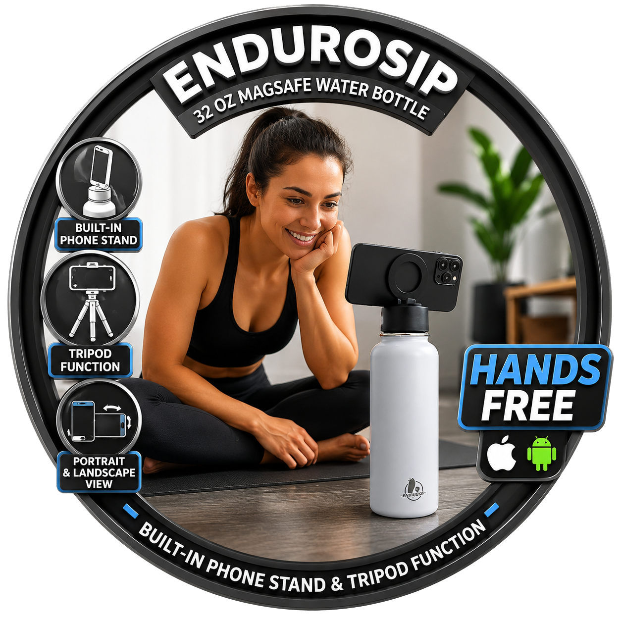 EnduroSip® 32 oz MagSafe Magnetic Phone Mount Water Bottle