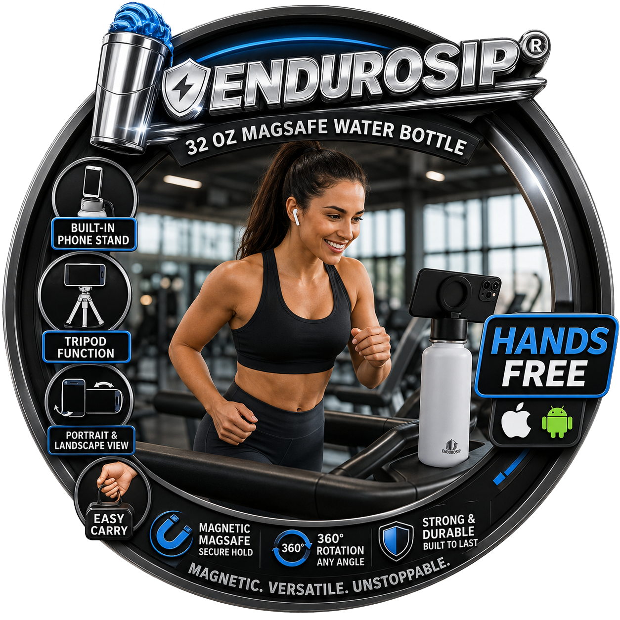 EnduroSip® 32 oz MagSafe Magnetic Phone Mount Water Bottle
