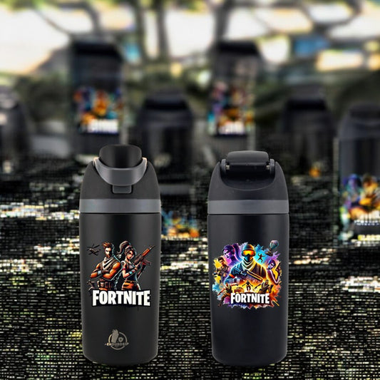 Fortnite 16 oz Kids Hydration Bottle – Black Matte | Double-Sided 3D UVDTF Graphics, Leak-Proof Design & Rugged Durability