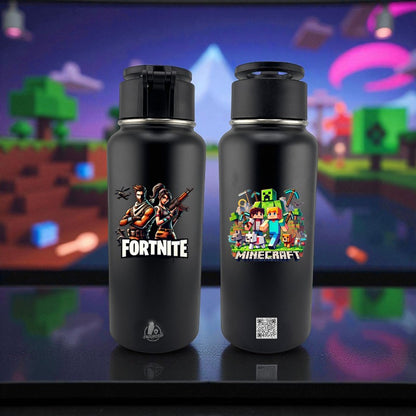 🕹️ Fortnite x Minecraft 32 oz MagSafe Stainless Steel Tumbler – Dual-Sided 3D UVDTF Design (Black Edition)