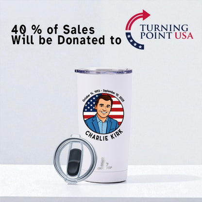 Charlie Kirk Memorial 20 oz Tumbler – Limited Time Edition | EnduroSip™ | 40% Donated to Turning Point USA