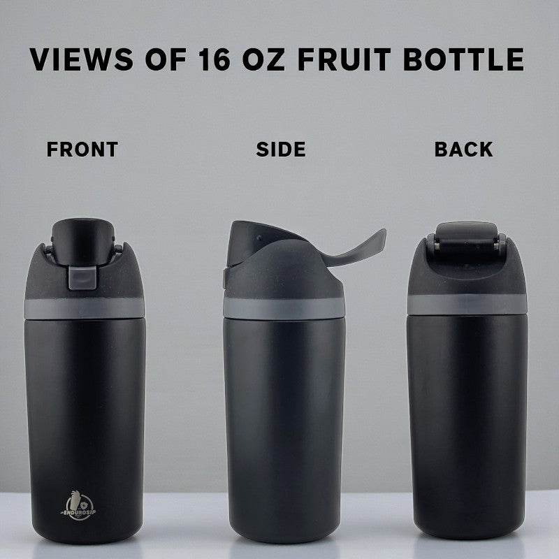EnduroSip Kids Fruit Bottle Insulated Stainless Steel Water Bottle with Straw for Sports, Travel, and School, BPA-Free Sports Water Bottle, 16 oz